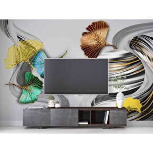 3 Boyutlu Gri Temalı Geometrik Duvar Kağıdı - Dkm806115 350x315 cm