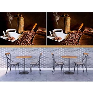 Kahve Öğütme Makinalı Cafe Duvar Kağıdı Baskı - Dkm263071
