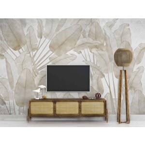 Soft Tropikal Yaprak Desenli Duvar Kağıdı Baskı - Dkm097087 150x300 cm