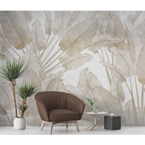 Soft Tropikal Yaprak Desenli Duvar Kağıdı Baskı - Dkm097087