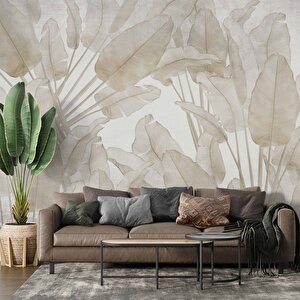Soft Tropikal Yaprak Desenli Duvar Kağıdı Baskı - Dkm097047 225x260 cm