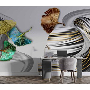 3 Boyutlu Gri Temalı Geometrik Duvar Kağıdı - Dkm806001