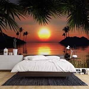 Günbatımı Ve Deniz Manzaralı Duvar Kağıdı - Dkm729031 350x240 cm