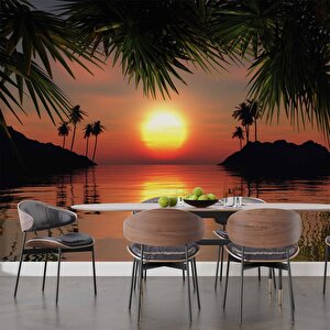 Günbatımı Ve Deniz Manzaralı Duvar Kağıdı - Dkm729031