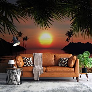 Günbatımı Ve Deniz Manzaralı Duvar Kağıdı - Dkm729041 700x240 cm