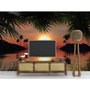 Günbatımı Ve Deniz Manzaralı Duvar Kağıdı - Dkm729041 700x240 cm