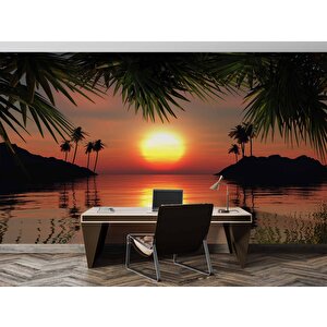 Günbatımı Ve Deniz Manzaralı Duvar Kağıdı - Dkm729041