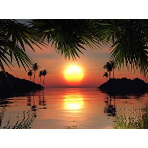 Günbatımı Ve Deniz Manzaralı Duvar Kağıdı - Dkm729041