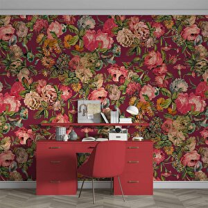 Pembe Gül Desenli Duvar Kağıdı - Dkm461097