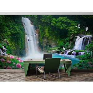 Orman Ve Şelale Manzaralı Duvar Kağıdı Baskı - Dkb087047
