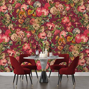 Pembe Gül Desenli Duvar Kağıdı - Dkm461126