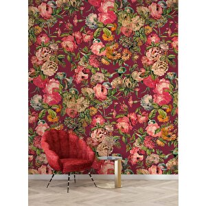 Pembe Gül Desenli Duvar Kağıdı - Dkm461126