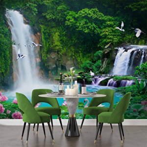 Orman Ve Şelale Manzaralı Duvar Kağıdı Baskı - Dkb087074