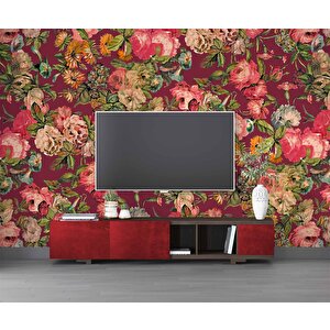 Pembe Gül Desenli Duvar Kağıdı - Dkm461081 550x280 cm