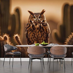 Çöl Ve Baykuş Manzaralı Duvar Kağıdı - Dkm775026