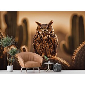 Çöl Ve Baykuş Manzaralı Duvar Kağıdı - Dkm775045