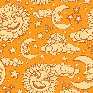 Güneş-ay Çocuk Odası Duvar Kağıdı Baskı - Dkm361043