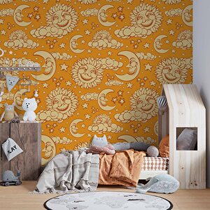Güneş-ay Çocuk Odası Duvar Kağıdı Baskı - Dkm361021 800x200 cm