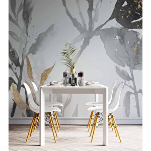 Siyah Yaprak Boyama Desenli Duvar Kağıdı - Dkm763121