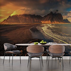 Gündoğumu Deniz Dağ Manzaralı Duvar Kağıdı Baskı - Dkm249121