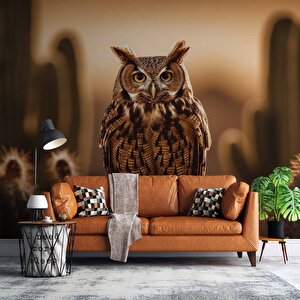 Çöl Ve Baykuş Manzaralı Duvar Kağıdı - Dkm775001 100x100 cm