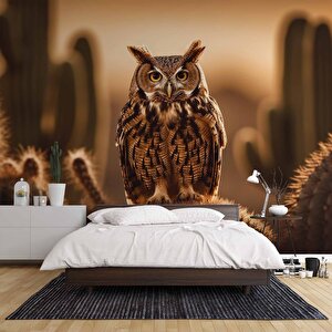 Çöl Ve Baykuş Manzaralı Duvar Kağıdı - Dkm775001 100x100 cm