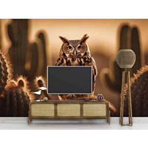 Çöl Ve Baykuş Manzaralı Duvar Kağıdı - Dkm775001 100x100 cm