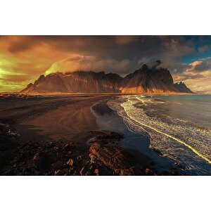 Gündoğumu Deniz Dağ Manzaralı Duvar Kağıdı Baskı - Dkm249028