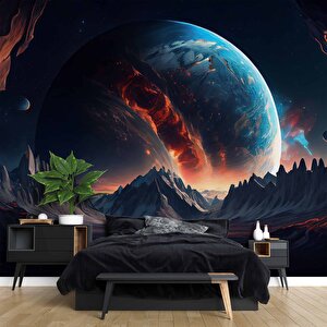 Uzaydan Galaksi Manzarası Duvar Kağıdı - Dkm466007 275x200 cm