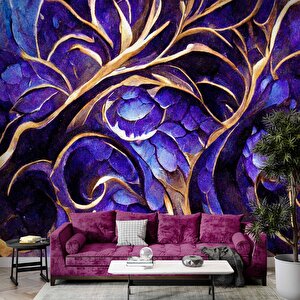 Mor Kristal Desenli Duvar Kağıdı - Dkm840031 350x240 cm