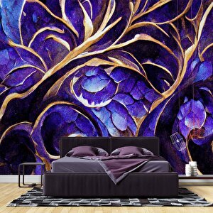 Mor Kristal Desenli Duvar Kağıdı - Dkm840031 350x240 cm