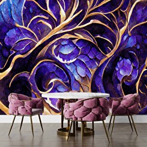 Mor Kristal Desenli Duvar Kağıdı - Dkm840031