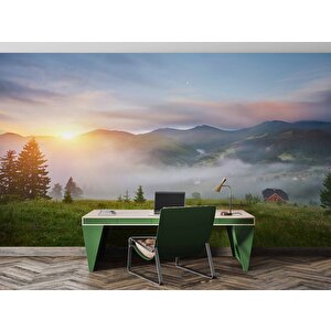 Dağ Bulut Gündoğumu Manzaralı Duvar Kağıdı Baskı - Dkm235068