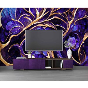 Mor Kristal Desenli Duvar Kağıdı - Dkm840087 150x300 cm