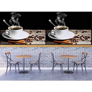 Kahve Fincanı Cafe Duvar Kağıdı Baskı - Dkm289069