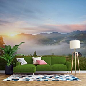 Dağ Bulut Gündoğumu Manzaralı Duvar Kağıdı Baskı - Dkm235001 100x100 cm