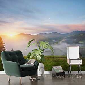 Dağ Bulut Gündoğumu Manzaralı Duvar Kağıdı Baskı - Dkm235001
