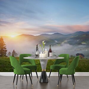 Dağ Bulut Gündoğumu Manzaralı Duvar Kağıdı Baskı - Dkm235125