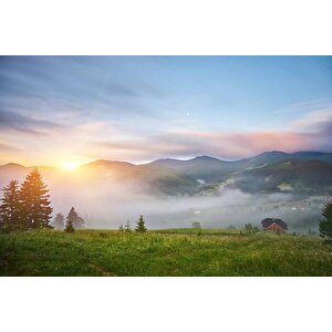 Dağ Bulut Gündoğumu Manzaralı Duvar Kağıdı Baskı - Dkm235125