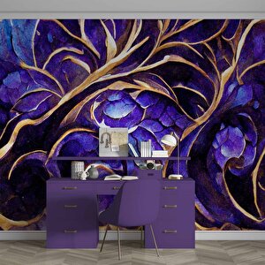 Mor Kristal Desenli Duvar Kağıdı - Dkm840034