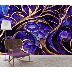 Mor Kristal Desenli Duvar Kağıdı - Dkm840034