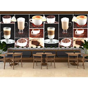 Kahve Çeşitleri Cafe Duvar Kağıdı Baskı - Copydkm295063 800x260 cm