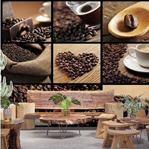 Kahveli Duvar Kağıdı Posterleri Cafe Duvar Kağıdı Baskı - Dkm284019 600x200 cm