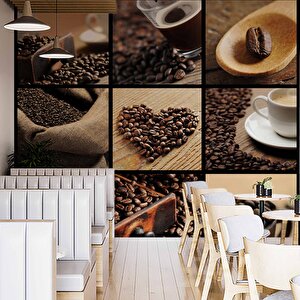 Kahveli Duvar Kağıdı Posterleri Cafe Duvar Kağıdı Baskı - Dkm284019 600x200 cm