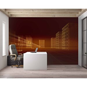 Apartman Çizimi Emlak Ve Gayrimenkul Duvar Kağıdı Baskı - Dkm304114 325x315 cm