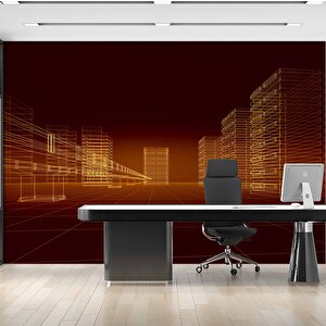 Apartman Çizimi Emlak Ve Gayrimenkul Duvar Kağıdı Baskı - Dkm304127 900x315 cm