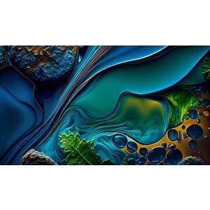 3 Boyutlu Lacivert Desenli Duvar Kağıdı - Dkm778026