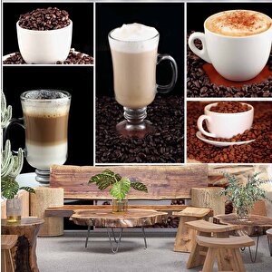 Kahve Çeşitleri Cafe Duvar Kağıdı Baskı - Dkm296026