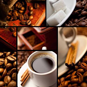 Kahve Kolajlı Cafe Duvar Kağıdı Baskı - Dkm301048