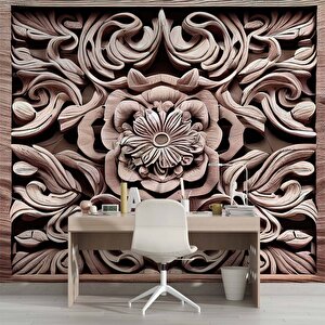 3 Boyutlu Tablo Şeklinde Ağaç Oyma Desenli Duvar Kağıdı - Dkm927012